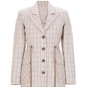 CAbi Windowpane drawstring long sleeve jacket!!! NWOT, size small